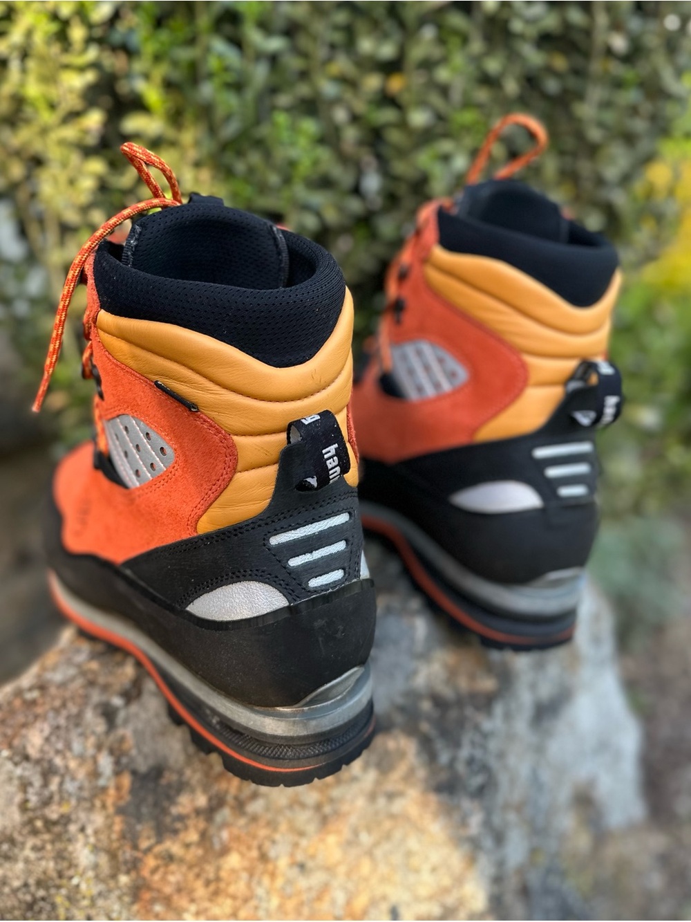 Men's Hanwag Orange Waterproof Suede Mountaineering Boots - Picture 6 of 8